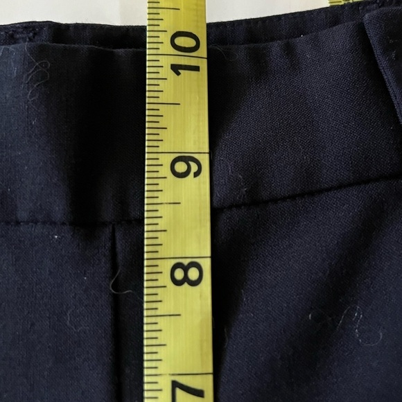 Tory Burch Navy Blue Wool Blend Wide Leg Cuffed Trousers Size 4 - Picture 10 of 11